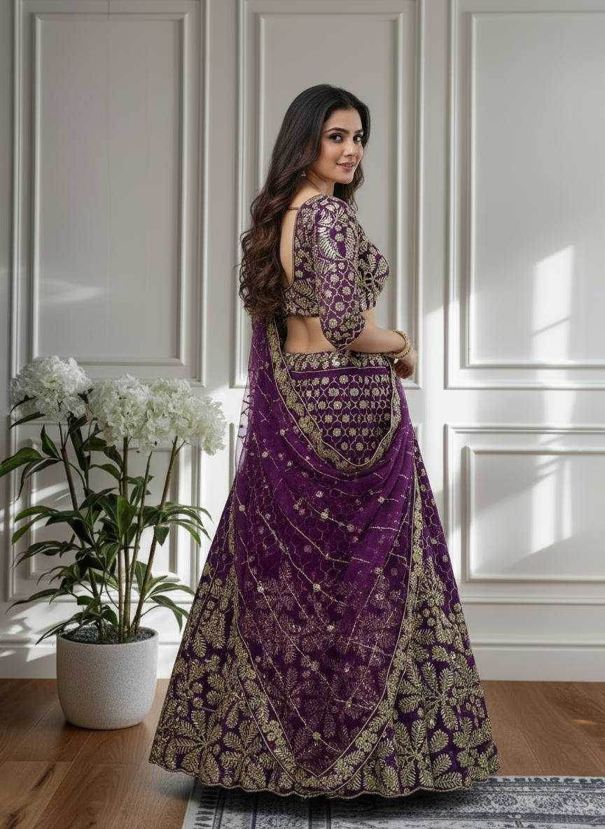 Butterfly Net Embroidered Lehenga - MYLUXURY LANE ENTERPRISE